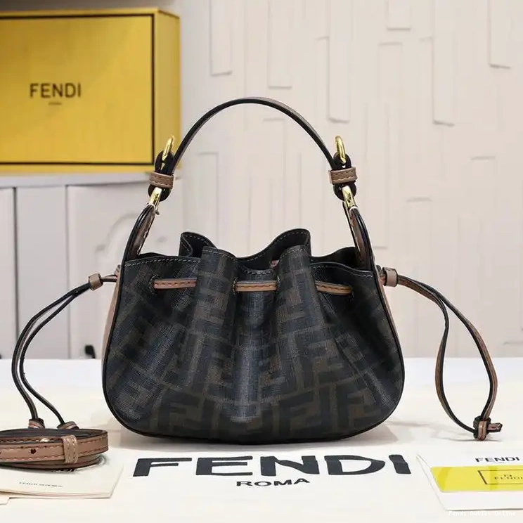 Mini In Motif Pomodorino FF Fabric Fendi Bag Brown Bucket 0429